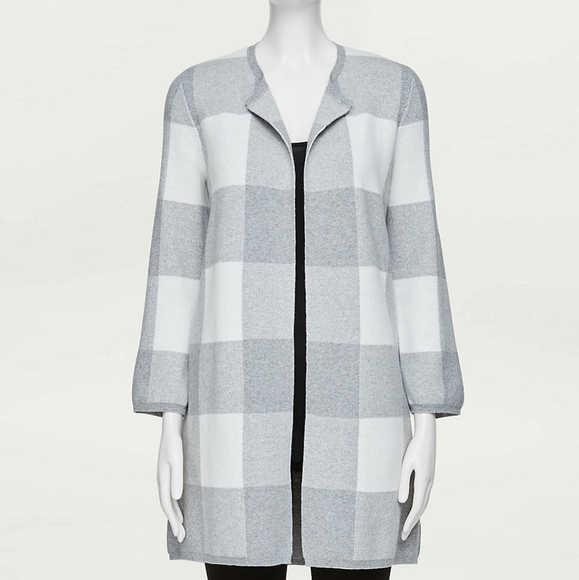 Coats | Loft Plaid Coatigan | Poshmark